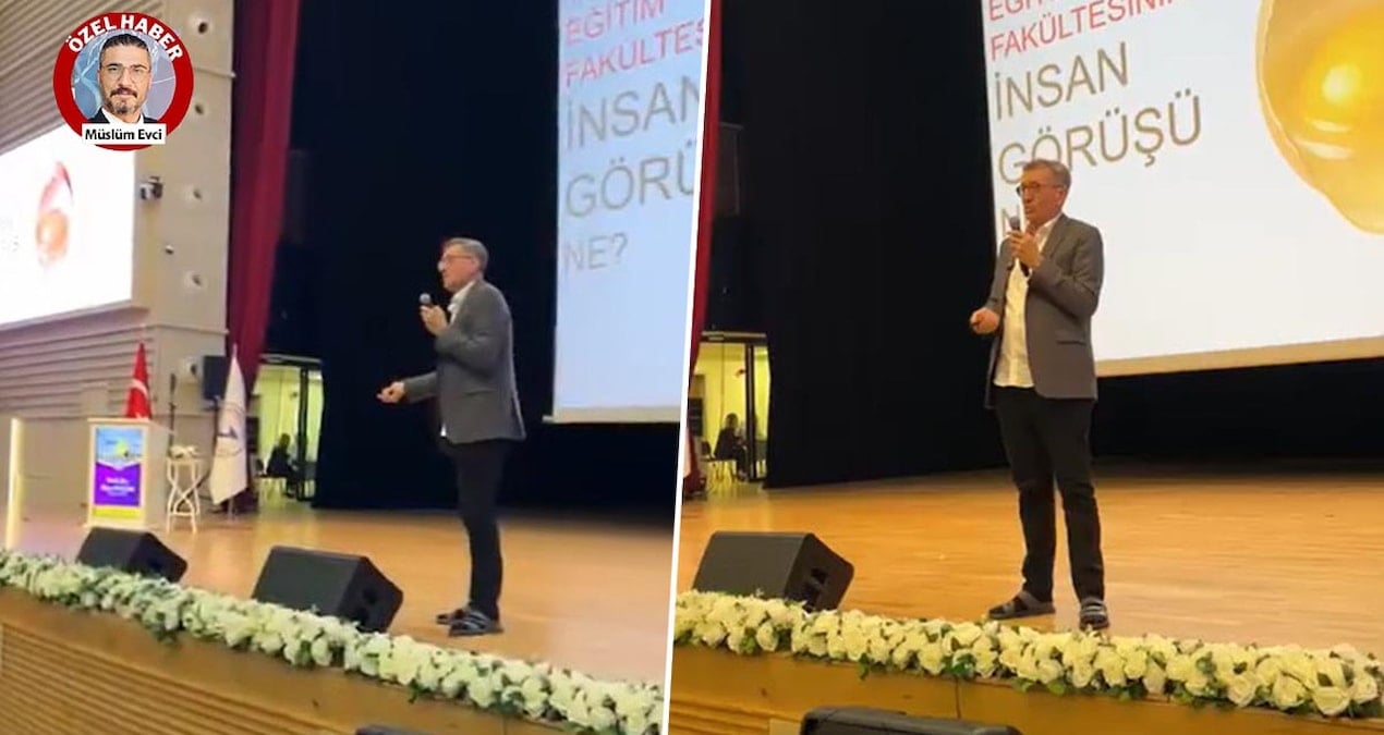 Eski Bakan sahneye terlikle çıktı